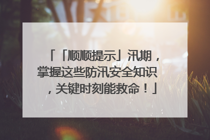 「顺顺提示」汛期，掌握这些防汛安全知识，关键时刻能救命！