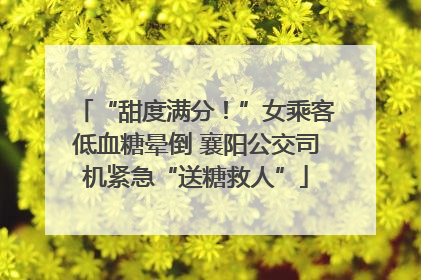 “甜度满分！”女乘客低血糖晕倒 襄阳公交司机紧急“送糖救人”