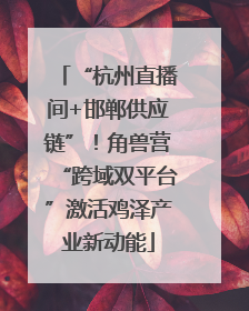 “杭州直播间+邯郸供应链”！角兽营“跨域双平台”激活鸡泽产业新动能
