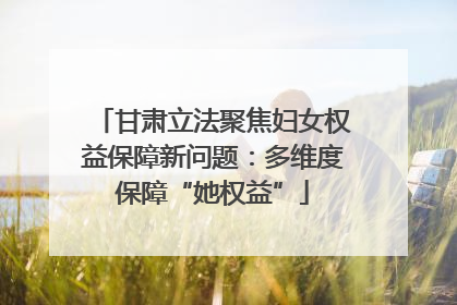 甘肃立法聚焦妇女权益保障新问题：多维度保障“她权益”