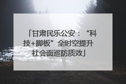 甘肃民乐公安：“科技+脚板”全时空提升社会面巡防质效