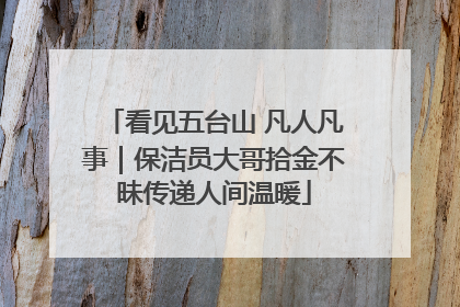 看见五台山 凡人凡事｜保洁员大哥拾金不昧传递人间温暖