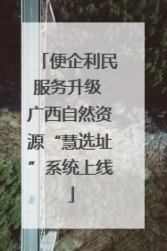 便企利民服务升级 广西自然资源“慧选址”系统上线