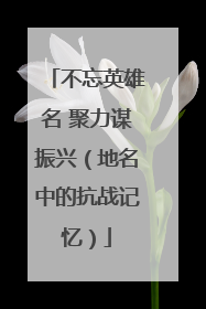 不忘英雄名 聚力谋振兴（地名中的抗战记忆）
