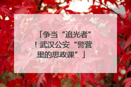 争当“追光者”！武汉公安“警营里的思政课”
