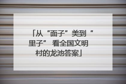 从“面子”美到“里子” 看全国文明村的龙池答案