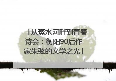 从蒸水河畔到青春诗会：衡阳90后作家朱弦的文学之光