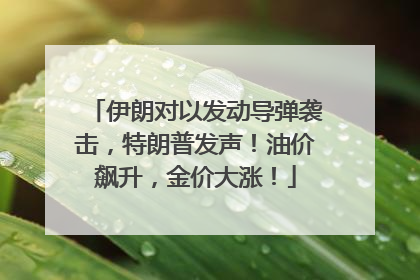 伊朗对以发动导弹袭击，特朗普发声！油价飙升，金价大涨！