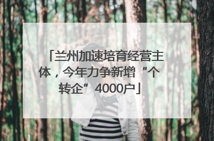 兰州加速培育经营主体，今年力争新增“个转企”4000户