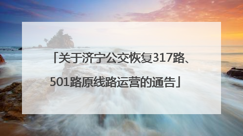 关于济宁公交恢复317路、501路原线路运营的通告