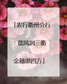农行衢州分行：儒风润三衢 金穗惠四方