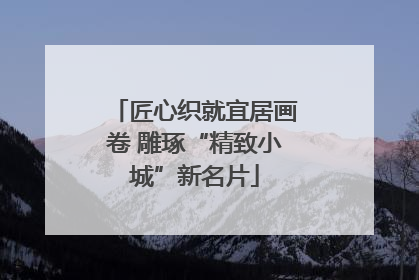 匠心织就宜居画卷 雕琢“精致小城”新名片