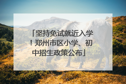 坚持免试就近入学！郑州市区小学、初中招生政策公布