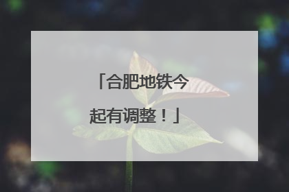 合肥地铁今起有调整！
