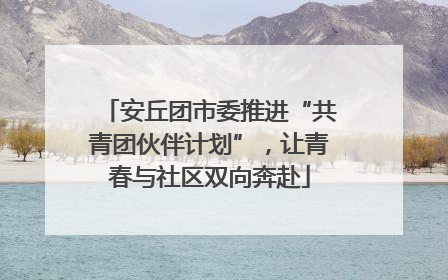 安丘团市委推进“共青团伙伴计划”，让青春与社区双向奔赴