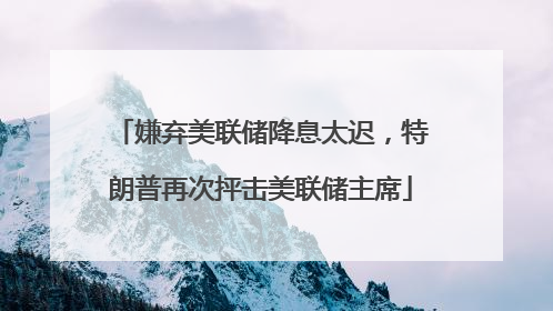 嫌弃美联储降息太迟，特朗普再次抨击美联储主席
