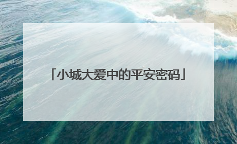 小城大爱中的平安密码
