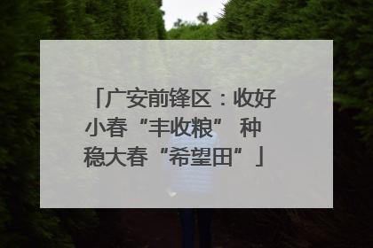 广安前锋区：收好小春“丰收粮” 种稳大春“希望田”