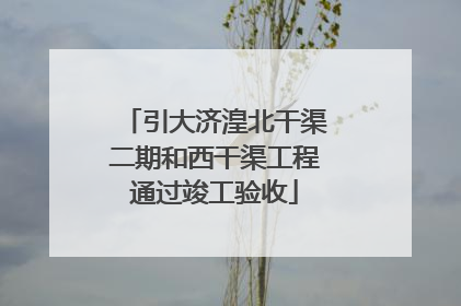 引大济湟北干渠二期和西干渠工程通过竣工验收