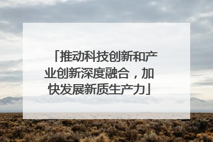 推动科技创新和产业创新深度融合，加快发展新质生产力