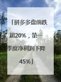 拼多多盘前跌超20%，第一季度净利润下降45%