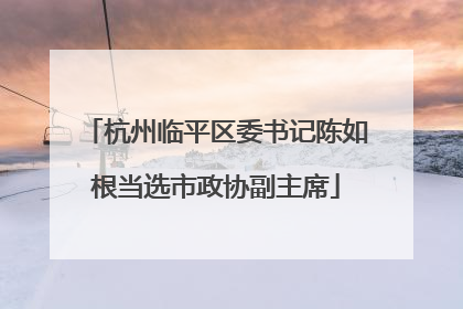 杭州临平区委书记陈如根当选市政协副主席