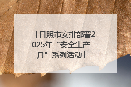 日照市安排部署2025年“安全生产月”系列活动