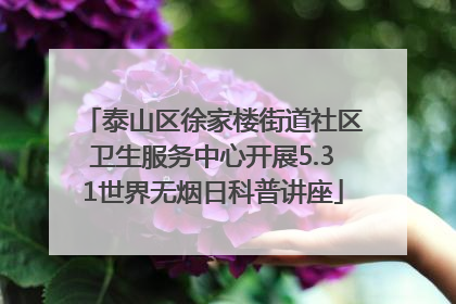 泰山区徐家楼街道社区卫生服务中心开展5.31世界无烟日科普讲座