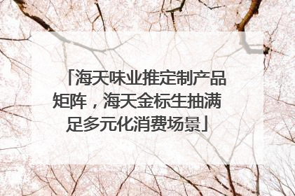 海天味业推定制产品矩阵，海天金标生抽满足多元化消费场景