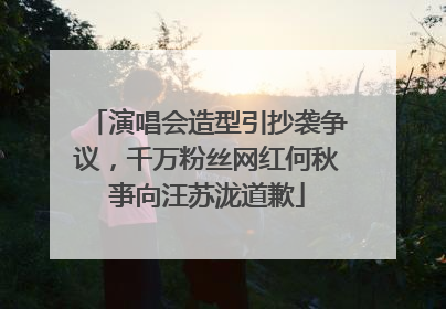 演唱会造型引抄袭争议，千万粉丝网红何秋亊向汪苏泷道歉