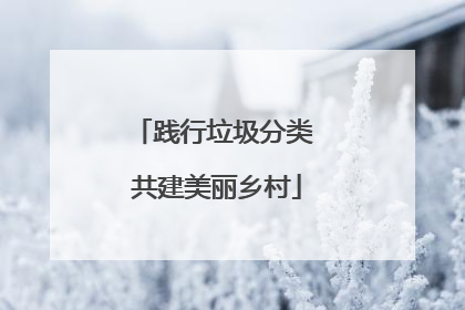 践行垃圾分类 共建美丽乡村