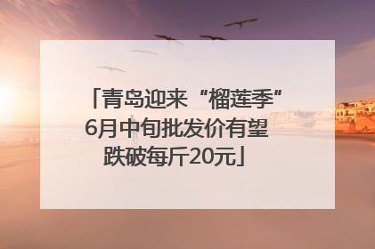 青岛迎来“榴莲季” 6月中旬批发价有望跌破每斤20元