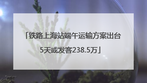铁路上海站端午运输方案出台 5天或发客238.5万