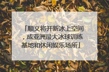 顺义将开新冰上空间，成亚洲最大冰球训练基地和休闲娱乐场所