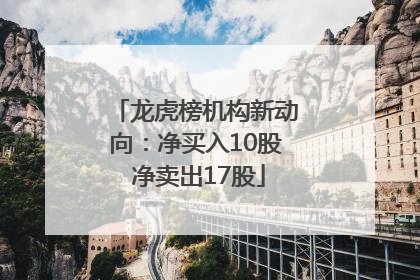 龙虎榜机构新动向：净买入10股 净卖出17股