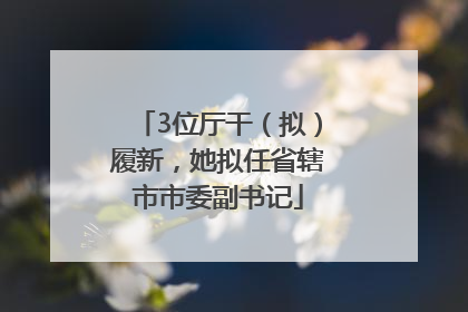 3位厅干（拟）履新，她拟任省辖市市委副书记